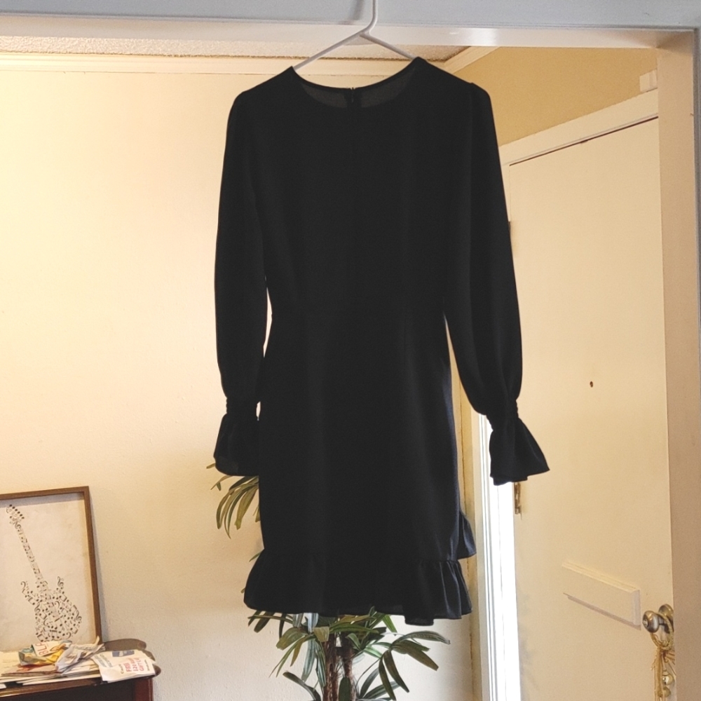 Black mock-wrap dress